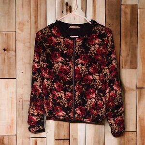 Olive & Oak Floral Bomber Style Zip up jacket XS